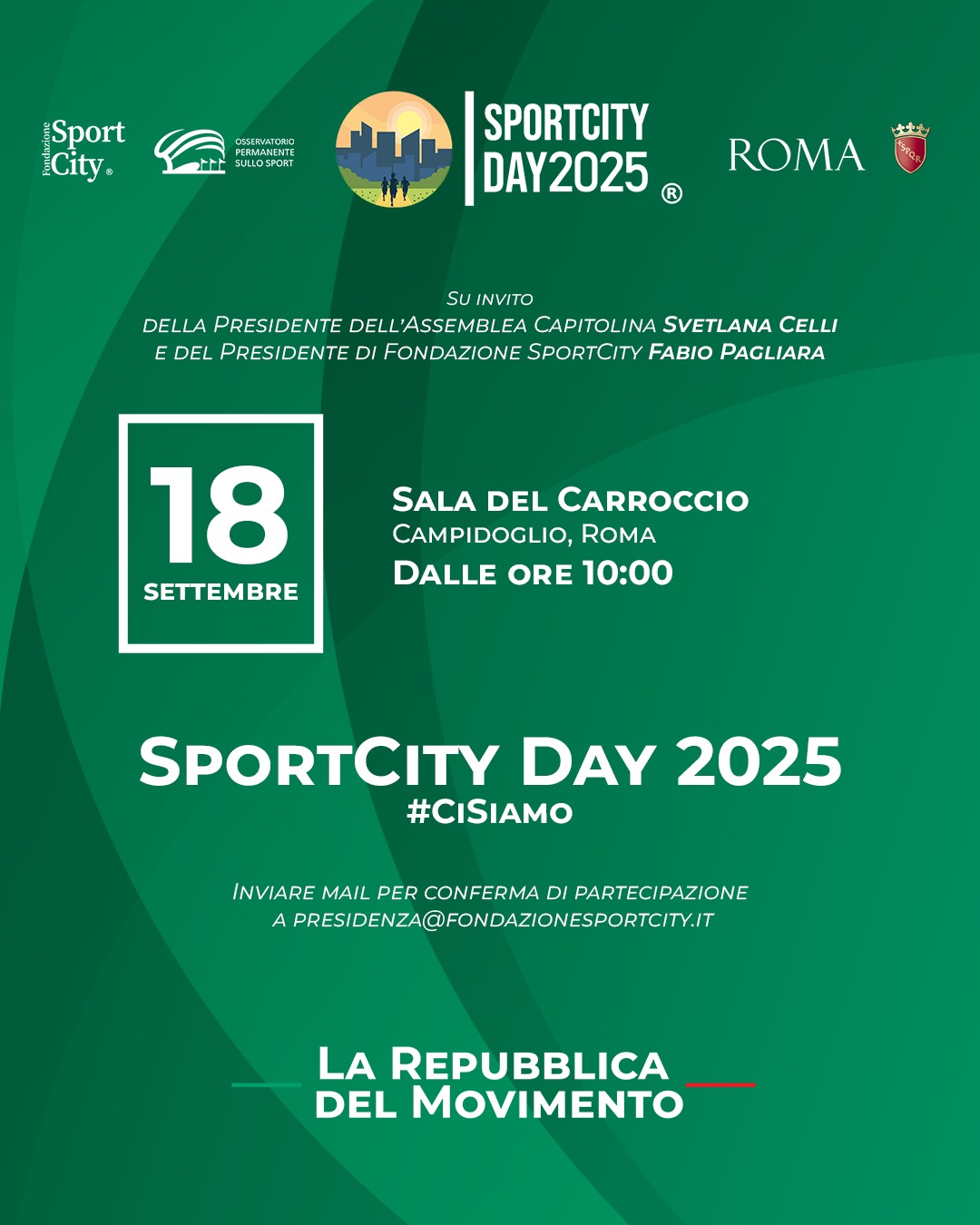 Sportcity Day si avvicina: conferenza stampa il 18 settembre in Campidoglio